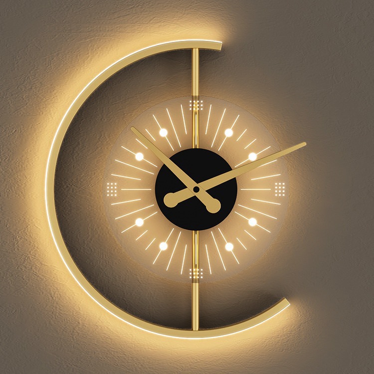 Living Room Light Luxury Creative Clock Wall Lamp