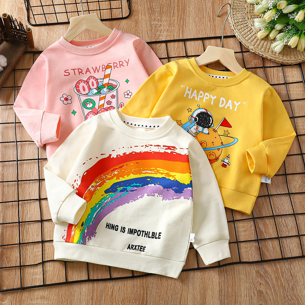 Children's Clothing Kidsren's Sweatshirt 2025 Autumn Pure Cotton Long-Sleeved T-Shirt for Boys and Girls Single Top Infant Baby Pullover